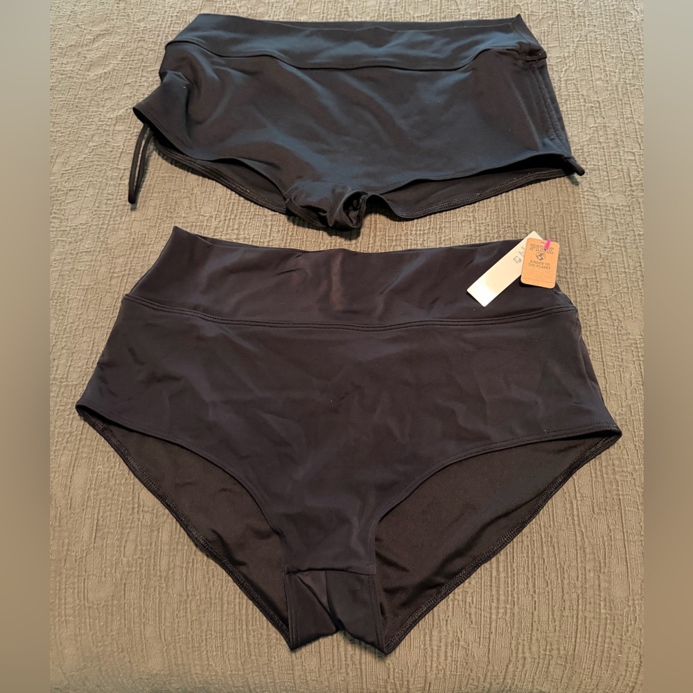 2 pairs of Victoria's Secret Pink Black Swim Shorts Bottoms High Waisted Cheeky